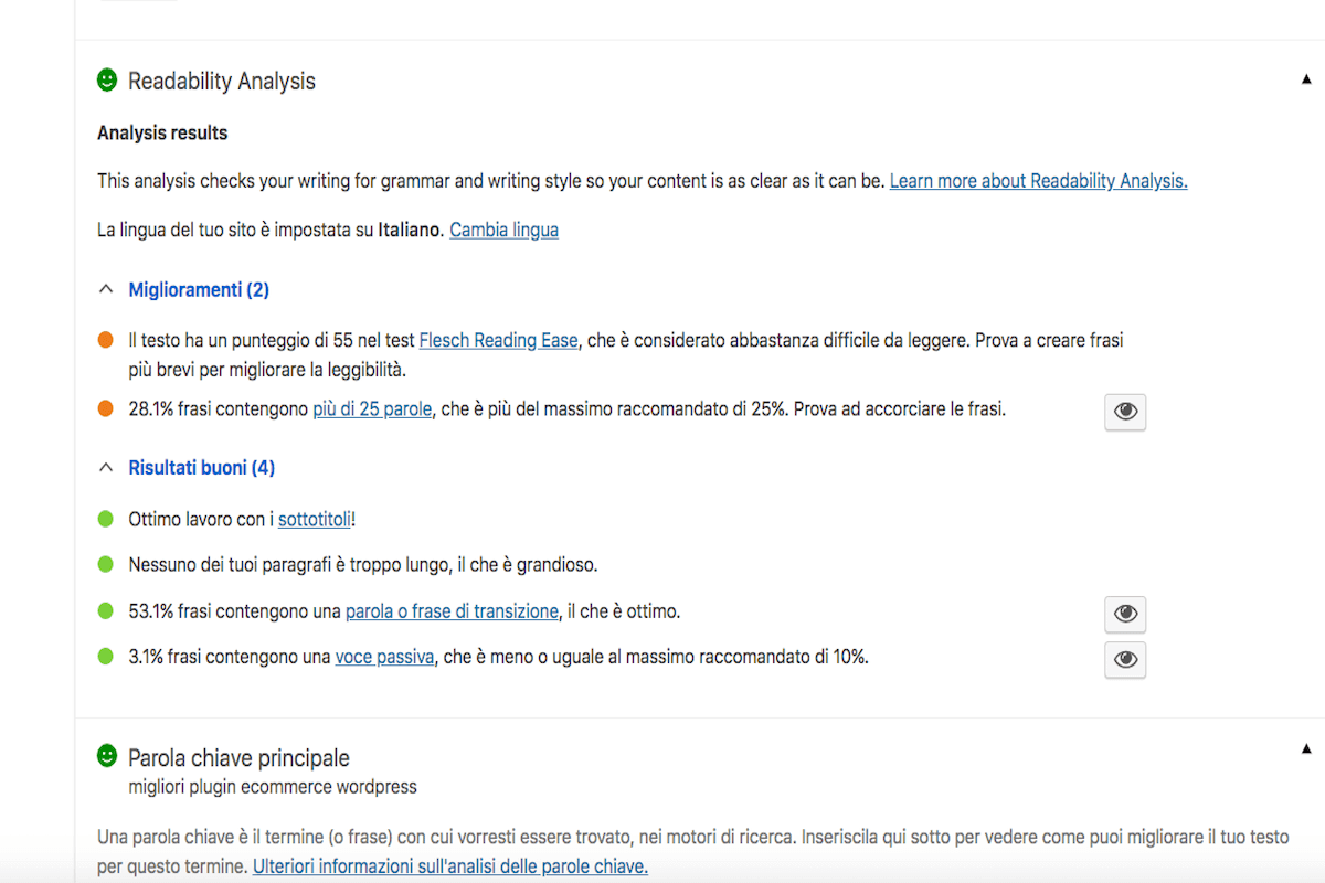 yoast seo - leggibilità