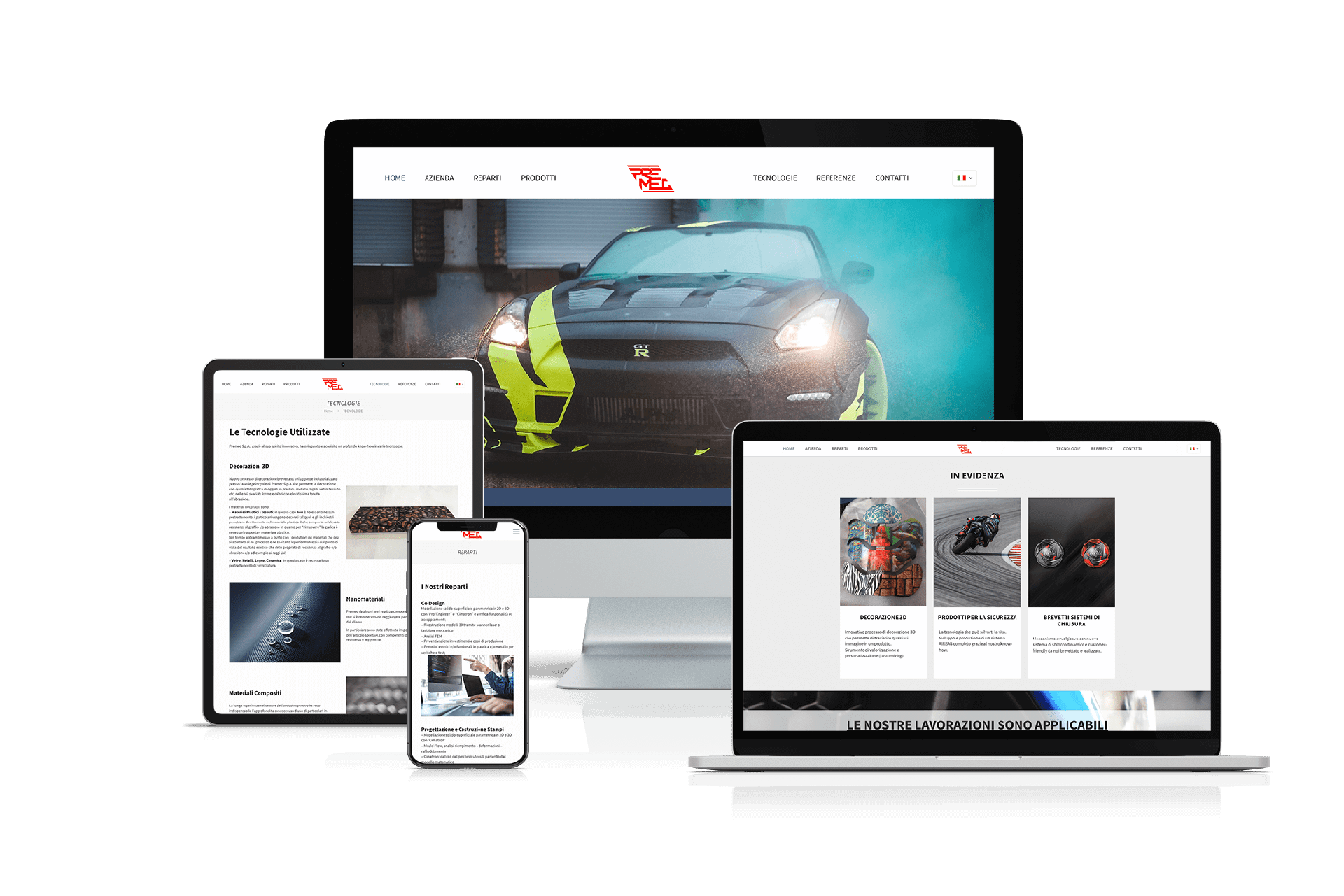 Mockup sito web responsive di Premec