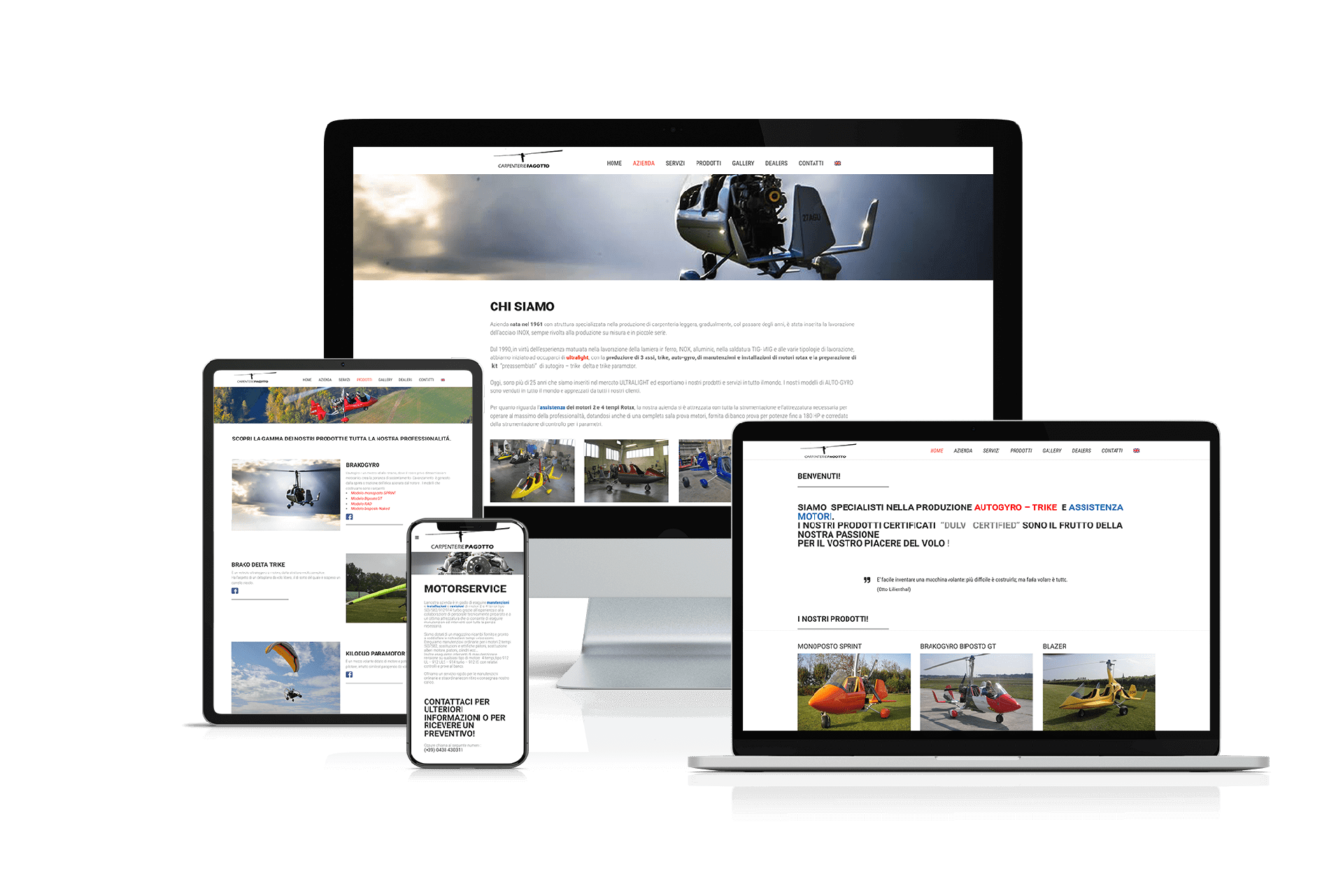 Mockup sito web responsive di carpenterie pagotto