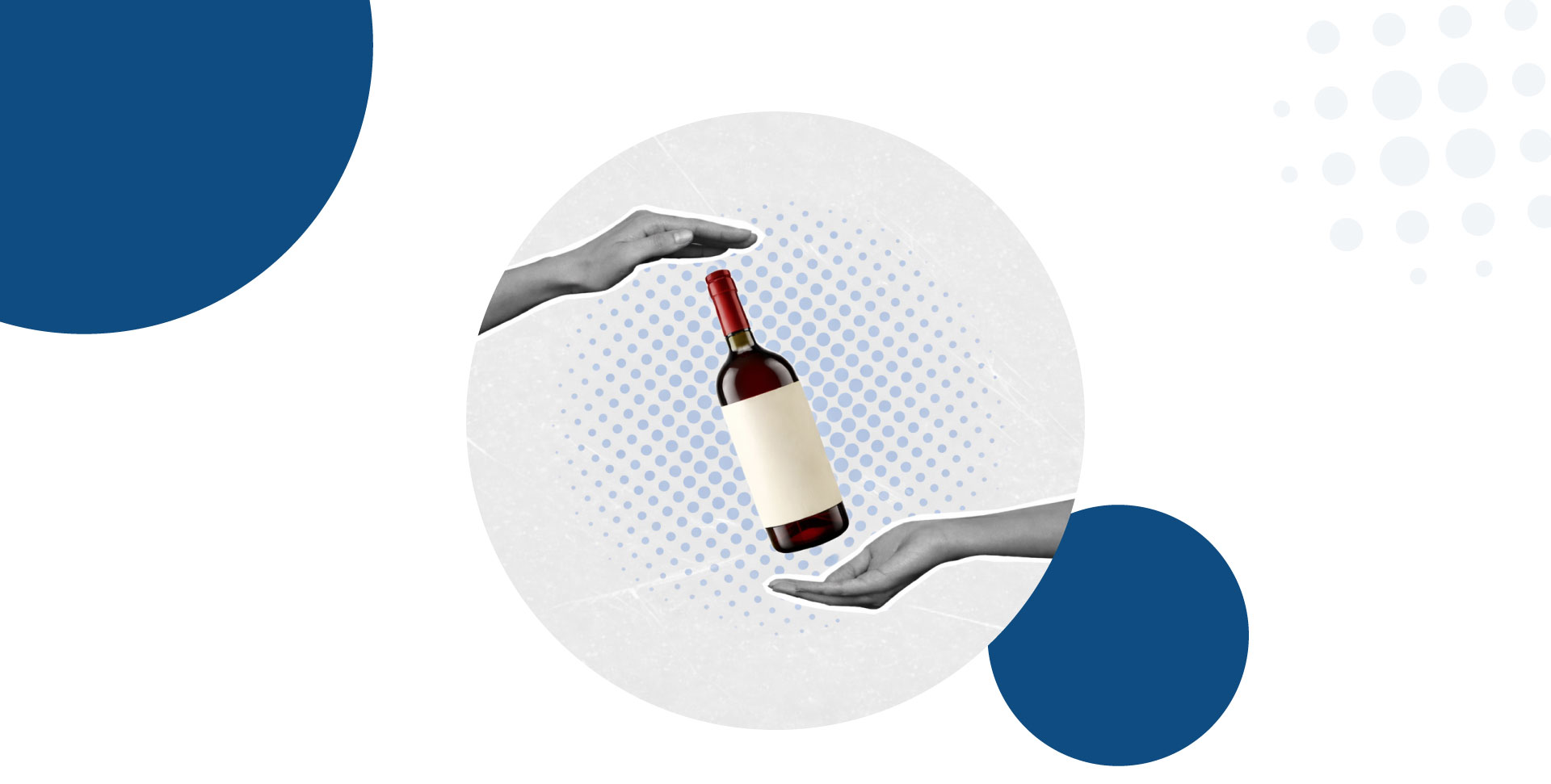 Banner con bottiglia tra due mani